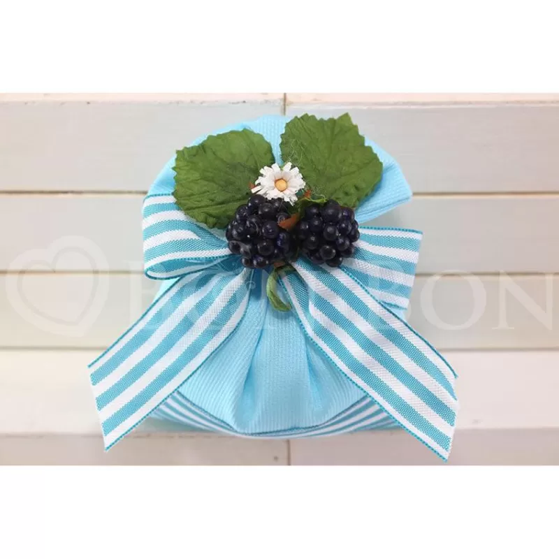 Sacchetto Compleanno rigatino turchese Medio Liete Creazioni - 1