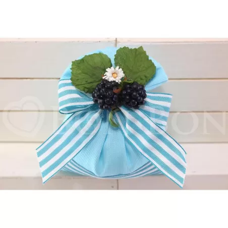 Sacchetto Compleanno rigatino turchese Medio Liete Creazioni - 1