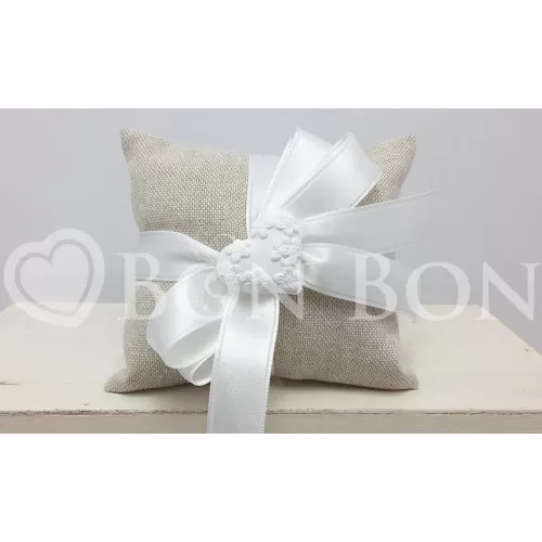 Sacchetto Matrimonio 2713c Maiorca Avana Cuscino Piccolo Cuore Liete Creazioni - 1