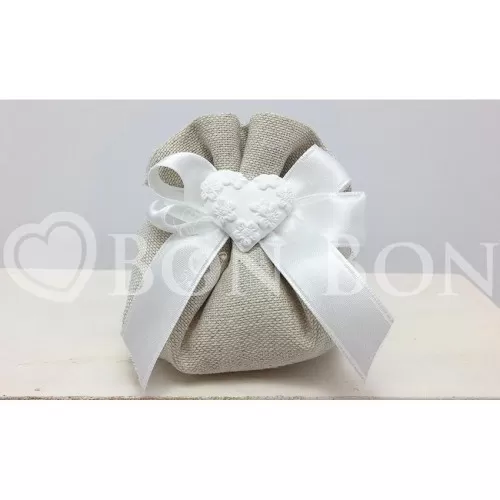 Sacchetto Matrimonio 2714c Maiorca Avana Fagotto Grande Cuore Liete Creazioni - 1
