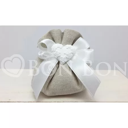 Sacchetto Matrimonio 2714c Maiorca Avana Fagotto Grande Cuore Liete Creazioni - 1