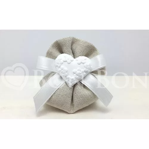 Sacchetto Matrimonio 2715c Maiorca Avana Fagotto Piccolo Cuore Liete Creazioni - 1