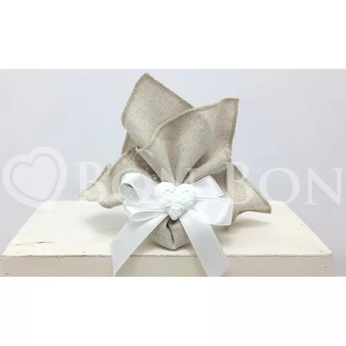 Sacchetto Matrimonio 2716c Maiorca Avana Fazzoletto Cuore Liete Creazioni - 1