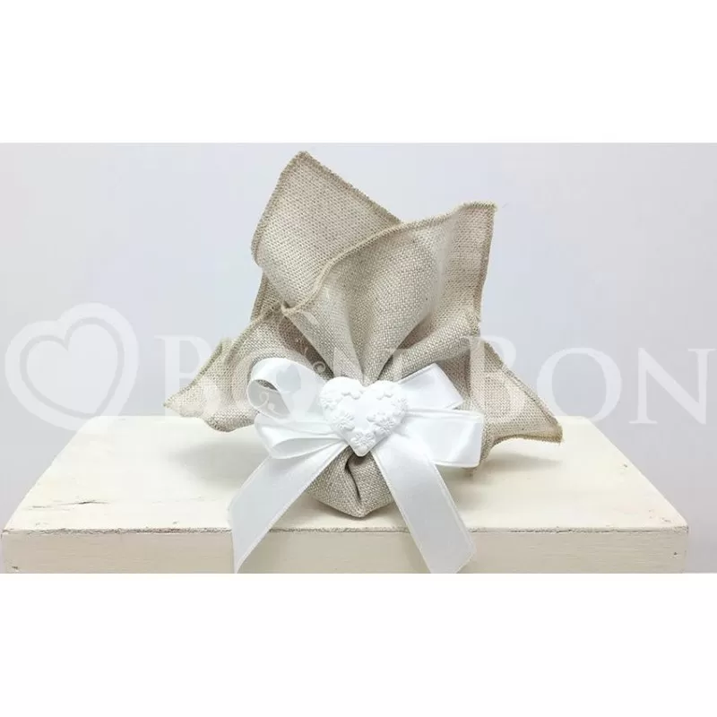 Sacchetto Matrimonio 2716c Maiorca Avana Fazzoletto Cuore Liete Creazioni - 1