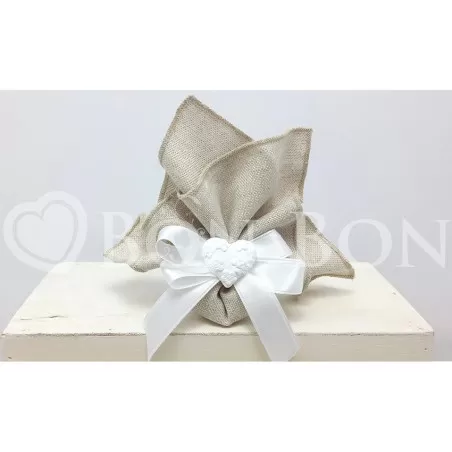 Sacchetto Matrimonio 2716c Maiorca Avana Fazzoletto Cuore Liete Creazioni - 1