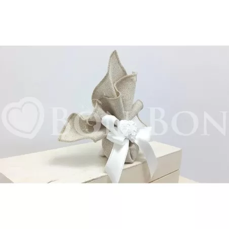 Sacchetto Matrimonio 2716c Maiorca Avana Fazzoletto Cuore Liete Creazioni - 2