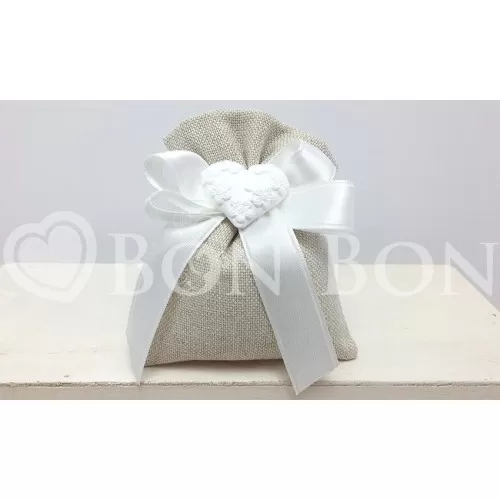 Sacchetto Matrimonio 2718c Maiorca Avana Sacchetto Piccolo Cuore Liete Creazioni - 1