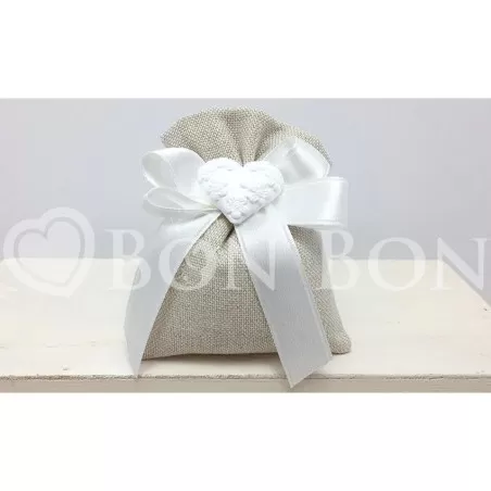 Sacchetto Matrimonio 2718c Maiorca Avana Sacchetto Piccolo Cuore Liete Creazioni - 1