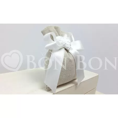 Sacchetto Matrimonio 2718c Maiorca Avana Sacchetto Piccolo Cuore Liete Creazioni - 2