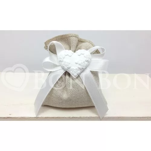 Sacchetto Matrimonio 2719c Maiorca Avana Sacchetto Mini Cuore Liete Creazioni - 1