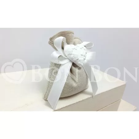 Sacchetto Matrimonio 2719c Maiorca Avana Sacchetto Mini Cuore Liete Creazioni - 2