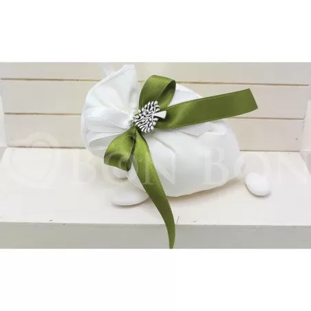 Sacchetto Matrimonio 2726 Rasatello Avorio Cuore Liete Creazioni - 1