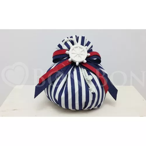 Bustone con Tondino Righe Blu sacchetto Prima Comunione Liete Creazioni - 1