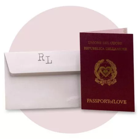 Partecipazione di nozze modello passaporto con foto sposi Ferdinando Fam - 1