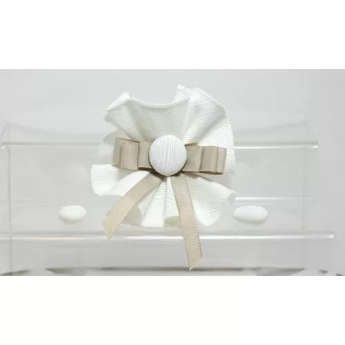 Sacchetto matrimonio 2941 ottomano avorio con bottone centrino Liete Creazioni - 1