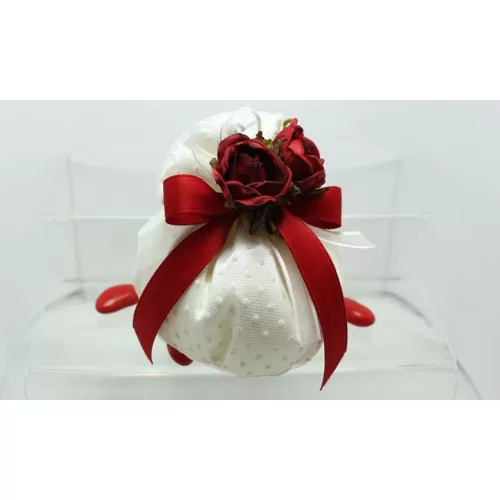 Sacchetto matrimonio 2872 raso rivestito tulle pois bustone con tondo Liete Creazioni - 1
