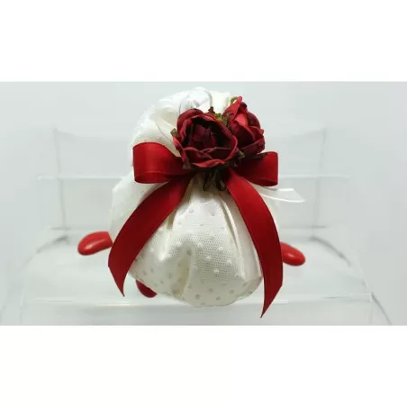 Sacchetto matrimonio 2872 raso rivestito tulle pois bustone con tondo Liete Creazioni - 1