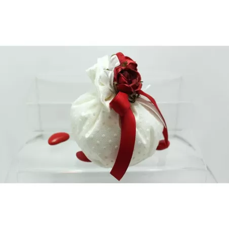 Sacchetto matrimonio 2872 raso rivestito tulle pois bustone con tondo Liete Creazioni - 2