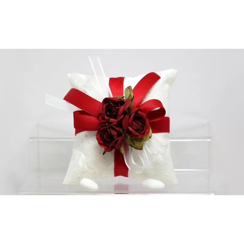 Sacchetto matrimonio 2873 raso rivestito tulle pois cuscino quadrato Liete Creazioni - 1