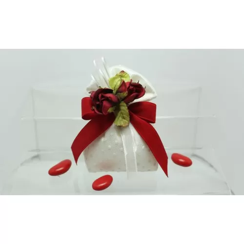 Sacchetto matrimonio 2874 raso rivestito tulle pois fagotto Liete Creazioni - 1
