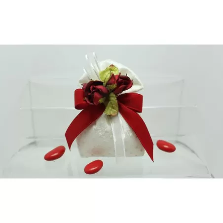 Sacchetto matrimonio 2874 raso rivestito tulle pois fagotto Liete Creazioni - 1