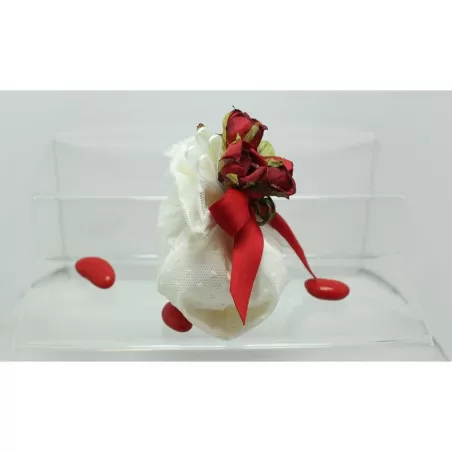 Sacchetto matrimonio 2874 raso rivestito tulle pois fagotto Liete Creazioni - 2