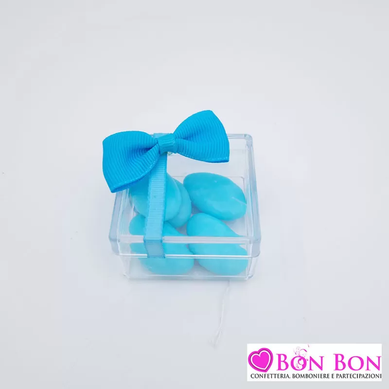 SCATOLINA QUADRATA C/FIOCCO CELESTE - 1