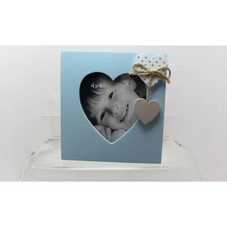 Bomboniera battesimo portafoto cuore celeste Star Import Italia - 1