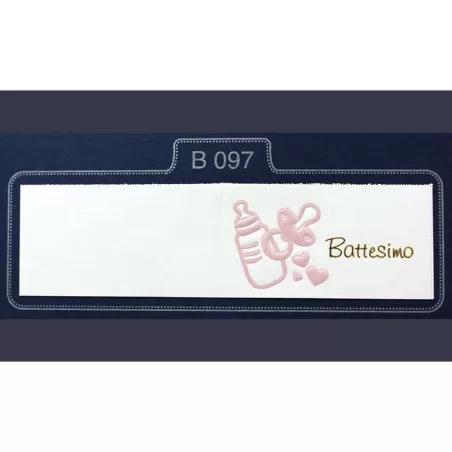 Confezione 20 bigliettini per battesimo con biberon e ciuccio rosa Alessia Partecipazioni - 1