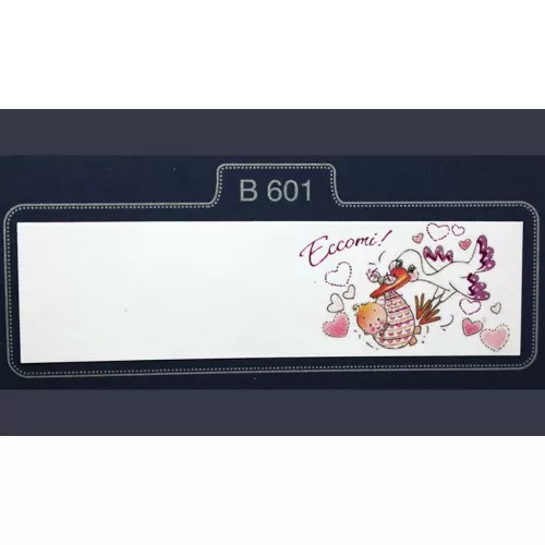 Confezione 20 bigliettini per nascita con cicogna rosa Alessia Partecipazioni - 1