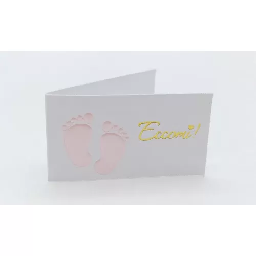 Confezione 20 bigliettini per nascita con piedini rosa Alessia Partecipazioni - 1
