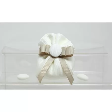 Sacchetto Matrimonio 2945 Ottomano Avorio con Bottone Fagotto Liete Creazioni - 1
