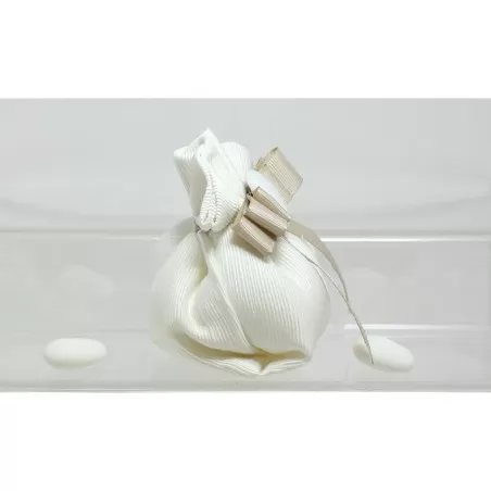 Sacchetto Matrimonio 2945 Ottomano Avorio con Bottone Fagotto Liete Creazioni - 2