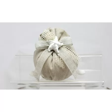 Sacchetto Matrimonio 2879 Natural Sabbia Mare Bustone con Tondino Liete Creazioni - 1