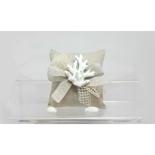 Sacchetto Matrimonio 2881 Natural Sabbia Mare Cuscino Quadrato Piccolo Liete Creazioni - 1