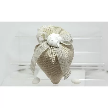 Sacchetto Matrimonio 2885 Natural Sabbia Mare Cuore Liete Creazioni - 1