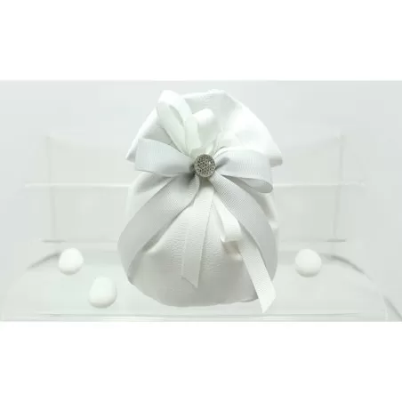 Sacchetto Matrimonio 2801 Ecopelle Ghiaccio Bustone Con Tondo Liete Creazioni - 1
