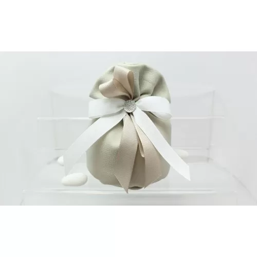 Sacchetto Matrimonio 2809 Ecopelle Tortora Bustone Con Tondo Liete Creazioni - 1