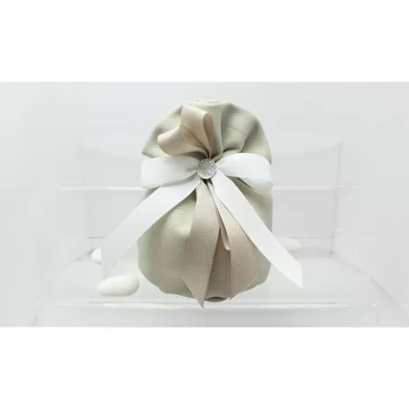 Sacchetto Matrimonio 2809 Ecopelle Tortora Bustone Con Tondo Liete Creazioni - 1