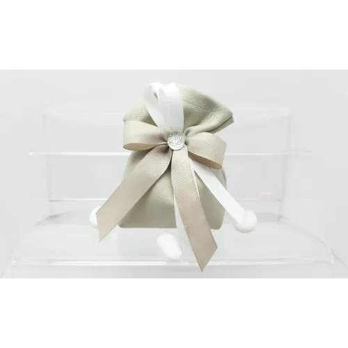 Sacchetto Matrimonio 2810 Ecopelle Tortora Busta Base Retta Liete Creazioni - 1