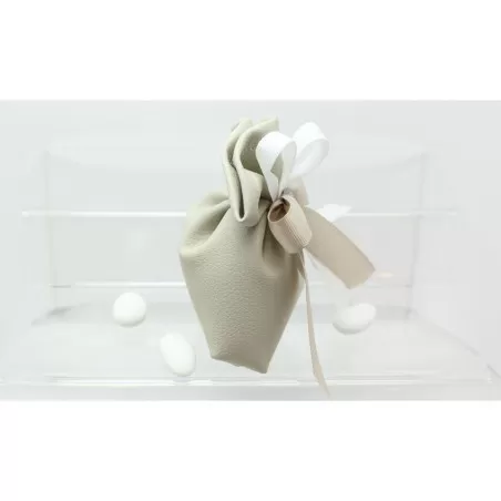 Sacchetto Matrimonio 2810 Ecopelle Tortora Busta Base Retta Liete Creazioni - 2