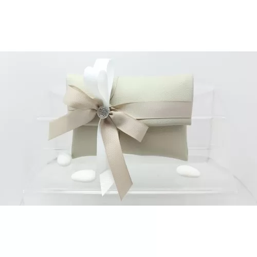 Sacchetto Matrimonio 2811 Ecopelle Tortora Busta Lettera Grande Liete Creazioni - 1