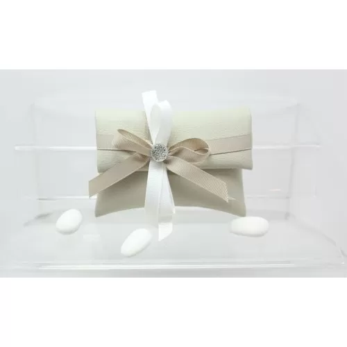 Sacchetto Matrimonio 2812 Ecopelle Tortora Busta Lettera Piccola Liete Creazioni - 1