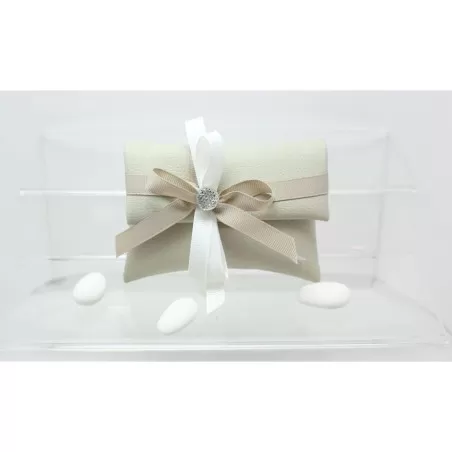 Sacchetto Matrimonio 2812 Ecopelle Tortora Busta Lettera Piccola Liete Creazioni - 1