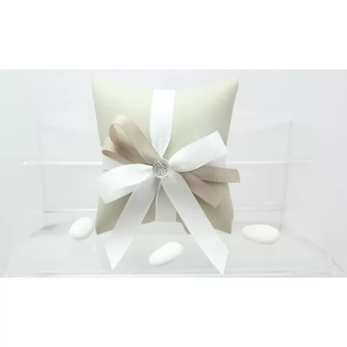 Sacchetto Matrimonio 2813 Ecopelle Tortora Cuscino Grande Liete Creazioni - 1