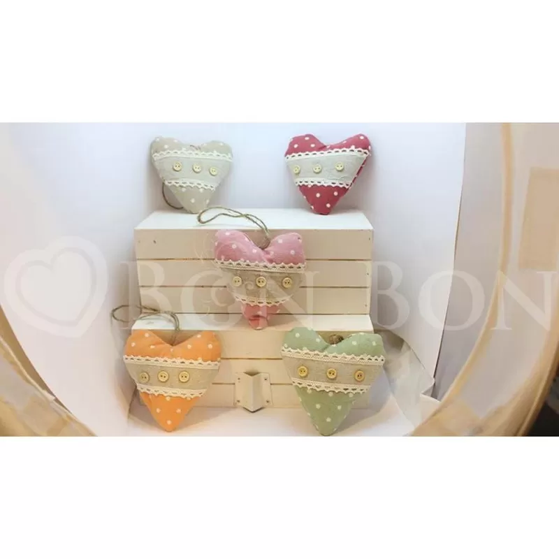 Cuore tessuto pois colori ass. Star Import Italia - 1