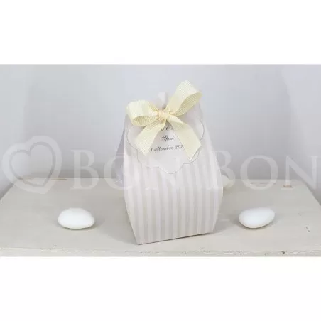 Astuccio portaconfetti Righe Ecrù - 1