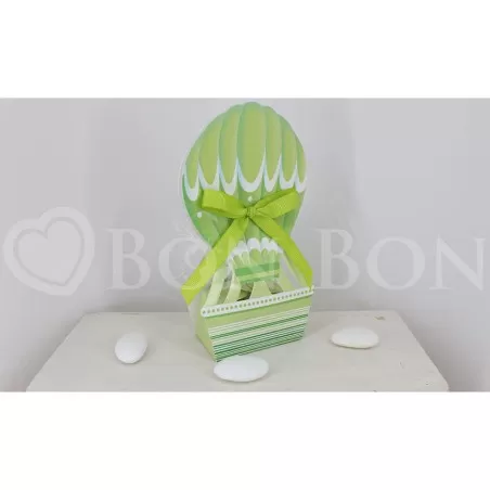 Mongolfiera Portaconfetti Verde Per Bomboniera Prima Comunione - 1