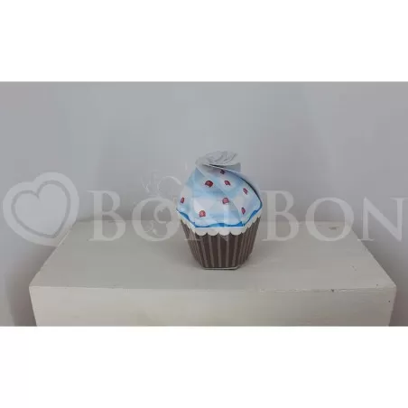 Cupcake portaconfetti Cartoncino Celeste - 1