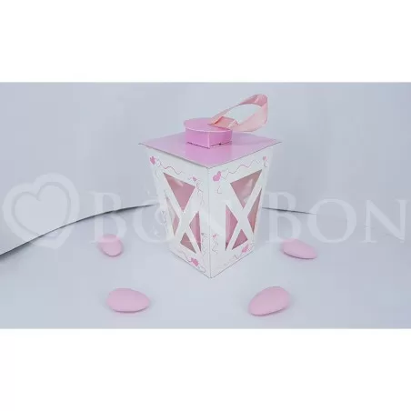 Astuccio nascita e battesimo lanterna rosa - 1